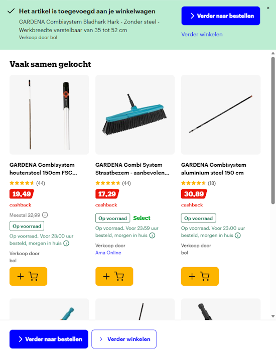 Artikel in winkelwagen